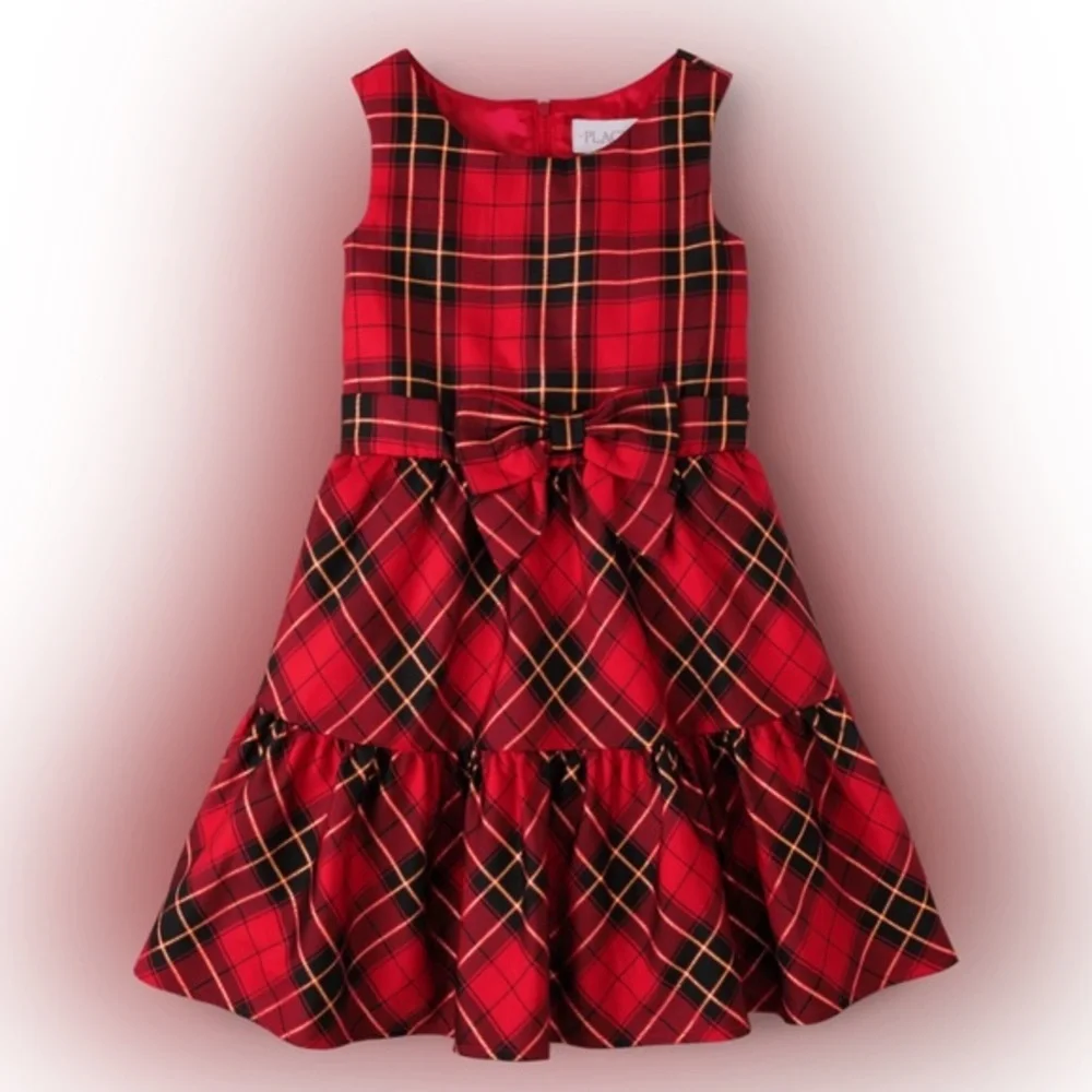 NWT! Girls Matching Family‎ Plaid Tiered Dress - Classicred
